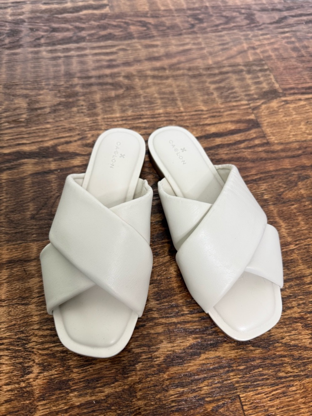 Caslon Off-White Crisscross Slide Mules New